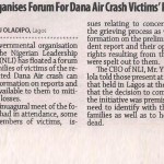 NGO Organises Forum for Dana Air Crash Victims' Families